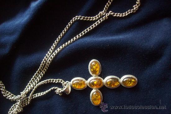 Joyeria: Cruz de plata y ambar con cadena de plata - Foto 3