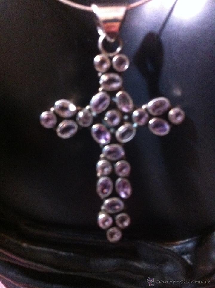 Gioielleria: CRUZ GRANDE DE PLATA DE LEY CON AMATISTAS