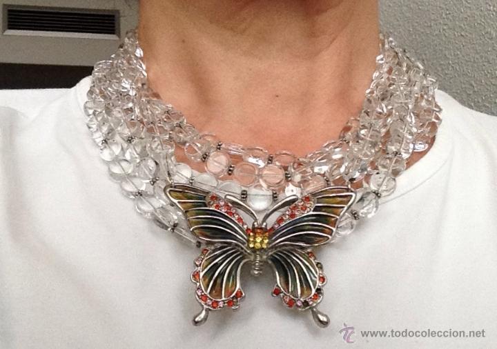 Joaillerie: Espectacular Collar en cristal y Mariposa Vintage