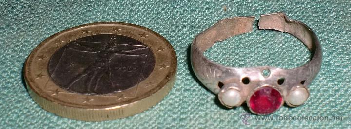 Joyeria: Antiguo anillo plata y piedras 1900 - Foto 1