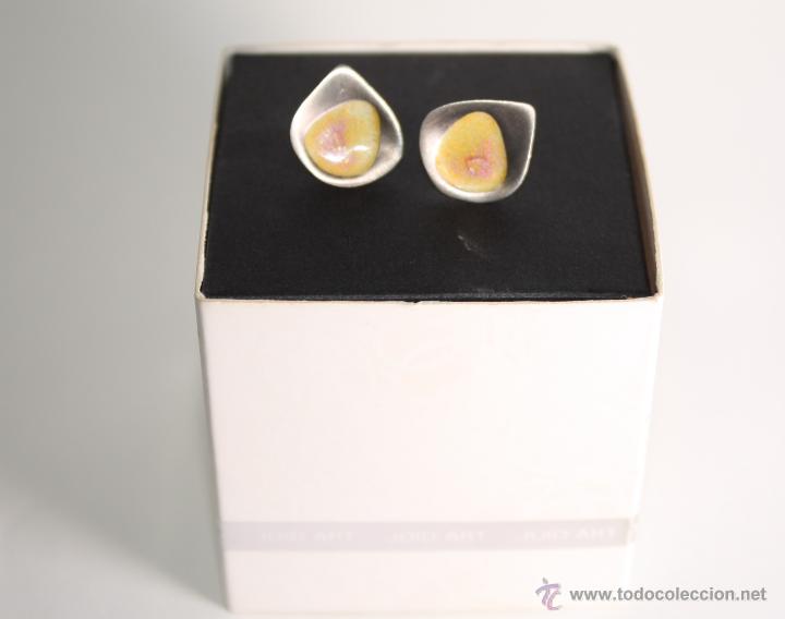 Joyeria: Conjunto pendientes y anillo en plata de ley y esmalte, joyas de autor - Foto 7