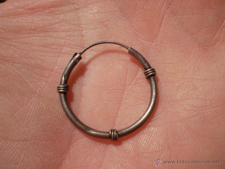 Joyeria: ANTIGUO PENDIENTE ARGOLLA EN PLATA RETRO VINTAGE.