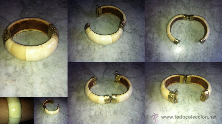 Joyeria: PULSERA  DE LAT&Oacute;N Y HUESO 6 CM DE DI&Aacute;METRO - Foto 1
