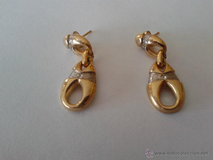 Joyeria: Bonita pareja de pendientes bisuteria metal dorado de los a&ntilde;os 80.