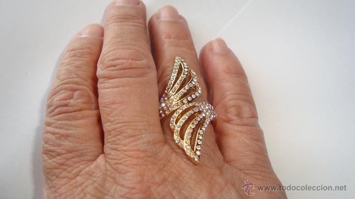 Joyeria: precioso anillo chapado en oro, con circonitas - Foto 3