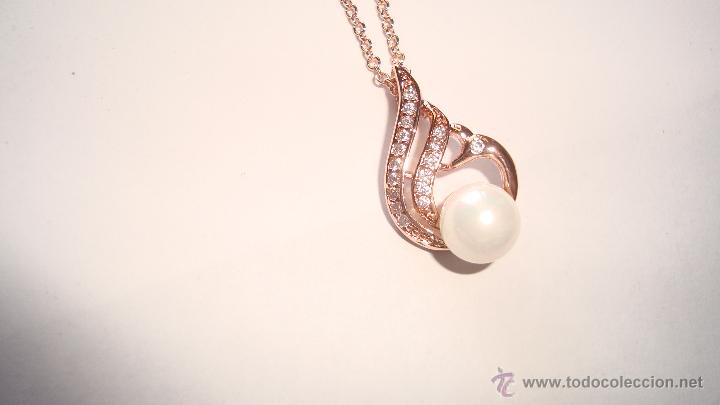Joyeria: PRECIOSO COLGANTE CON CADENA CHAPADO EN ORO ROSA,CON PERLA Y CIRCONITAS