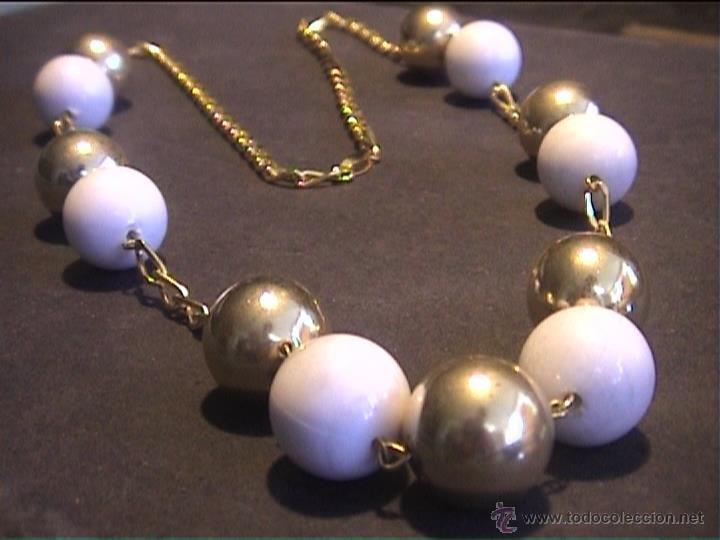 Joyeria: COLLAR BOLAS METAL DORADO 36CM DOBLE