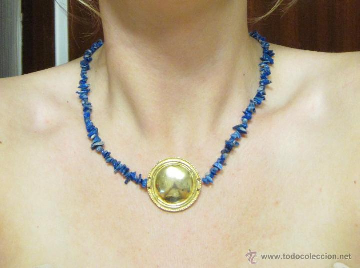 Joyeria: Collar gargantilla Dorado y piedras en azul