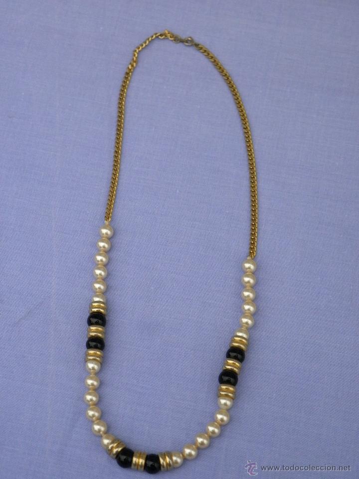 Joyeria: Antiguo collar cadena con abalorios perlas, de 58 cm - Foto 2