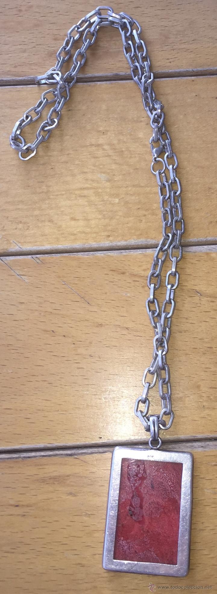 Joyeria: Collar de plata con piedra central en tonos rosa. - Foto 1