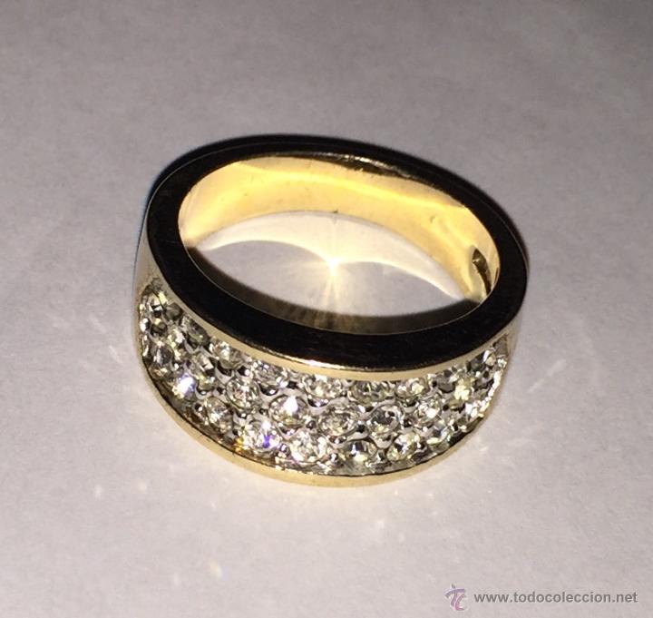 Joyeria: Bonito anillo chapado en oro con circonitas