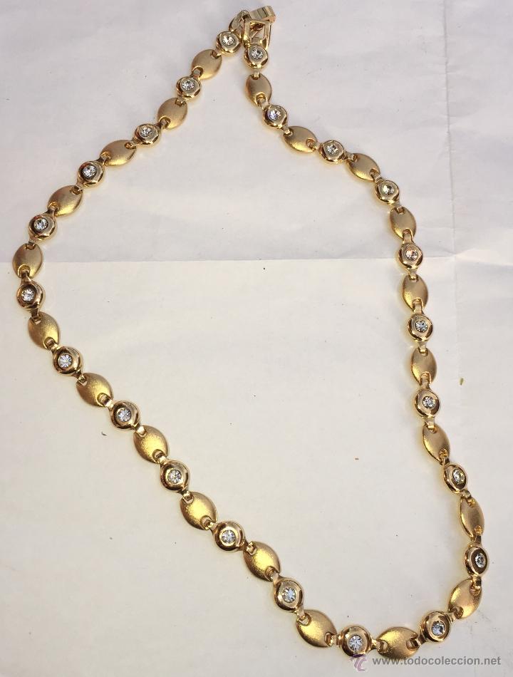 Joyeria: Bonita cadena italiana chapada en oro, con pedreria