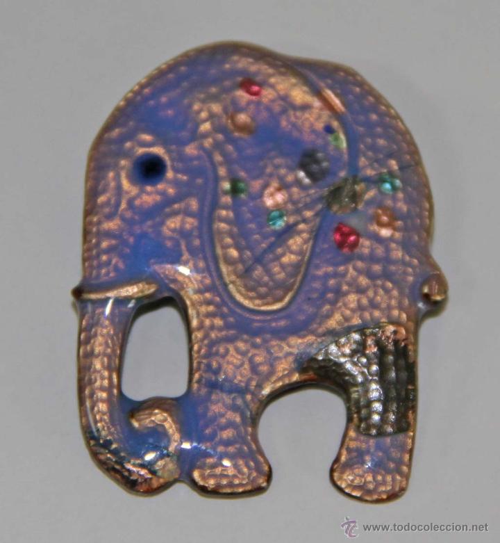 Schmuck: JOY707 BROCHE VINTAGE EN FORMA DE ELEFANTE. METAL Y ESMALTE. ESPA&Ntilde;A. A&Ntilde;OS 70
