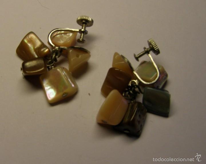 Joyeria: Par de pendientes de nacar. Vintage. - Foto 1