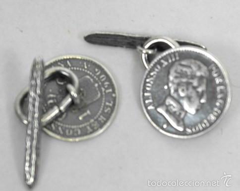 Joyeria: Bot&oacute;n de moneda, en metal plateado - Foto 2