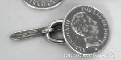 Joyeria: Bot&oacute;n de moneda, en metal plateado - Foto 3