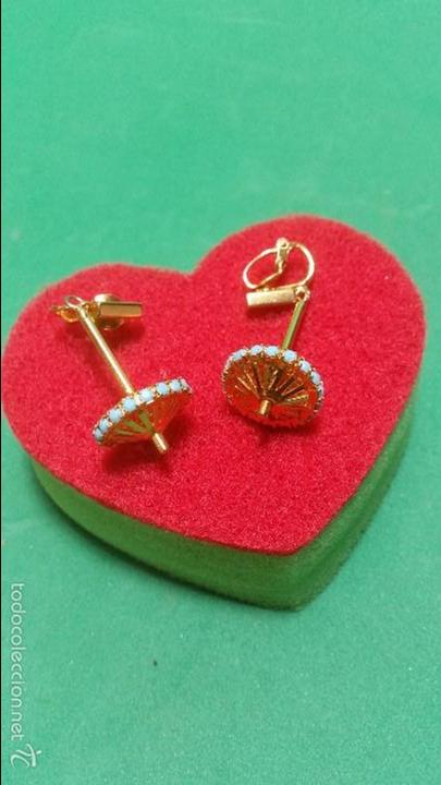 Schmuck: LA ELEGANCIA CONVERTIDA EN PENDIENTES SIN USO A&Ntilde;OS 1960 TURQUESAS CRISTAL METAL DORADO