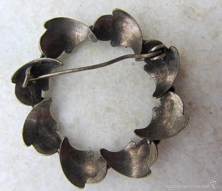 Joyeria: broche de plata con perlitas turquesa. A&ntilde;os 30-50 - Foto 2