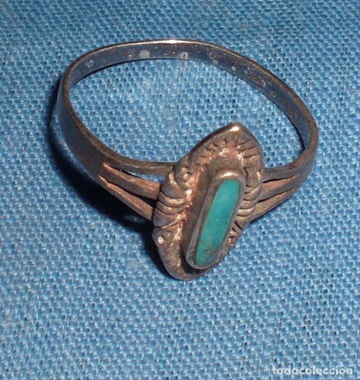 Joyeria: Antiguo anillo plata centro azul - Foto 1