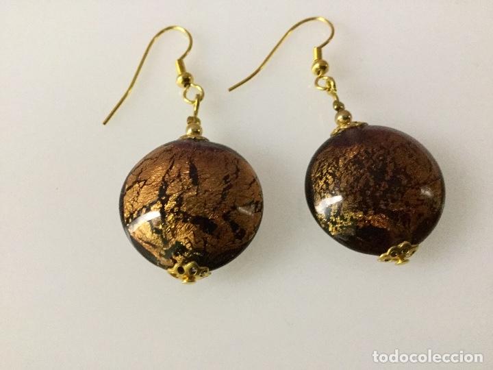 Joalharia: Pendientes Murano Disco &Oslash; 220 mm. Marr&oacute;n.