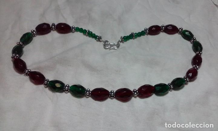 Joyeria: COLLAR CON CUARZOS GRANATE Y VERDE ESMERALDA - Foto 1