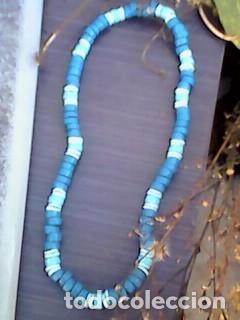 Joaillerie: Bonito collar en madera azul multitono - diametro 15 cms - A&ntilde;os 90&acute;s