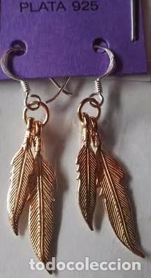 Joyeria: pendientes indios plumas en plata bicolor rosa - Foto 1