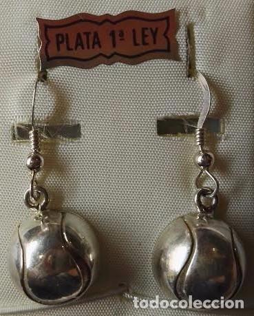 Joyeria: pendientes media bola paddle en plata de ley - Foto 1
