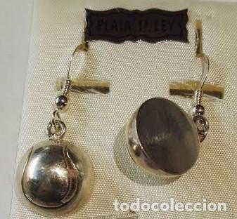 Joyeria: pendientes media bola paddle en plata de ley - Foto 2