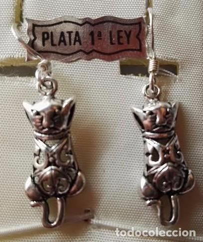 Joyeria: pendientes gatos en plata de ley - Foto 2