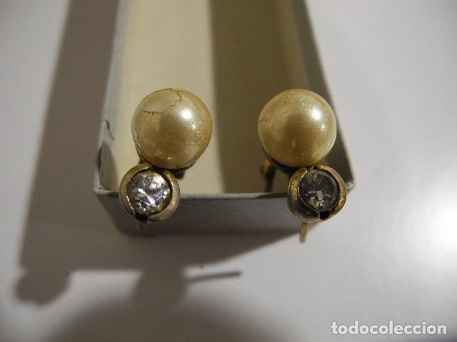 Joyeria: Pendientes antiguos dorados con perla - Foto 2