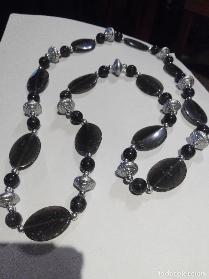 Joyeria: COLLAR EN ABALORIOS OCRES Y PLATEADOS. LARGO - Foto 1