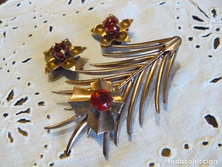Joyeria: BROCHE Y PENDIENTES - PIEDRAS ROJAS - Foto 1