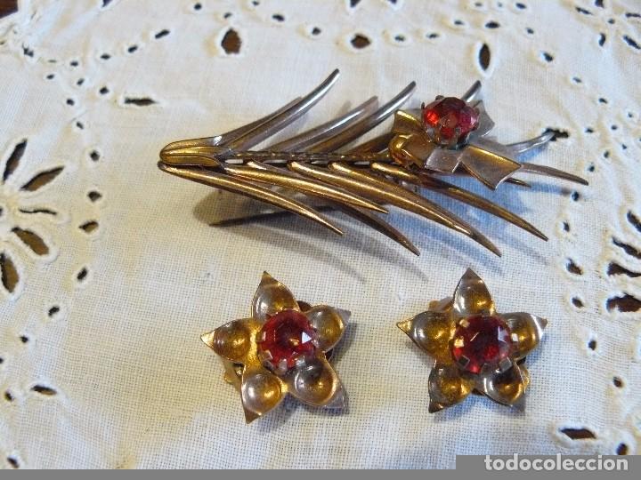 Joyeria: BROCHE Y PENDIENTES - PIEDRAS ROJAS - Foto 2