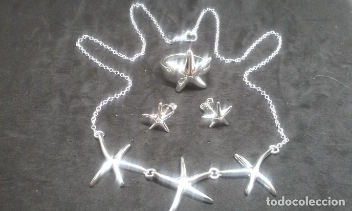 Joalharia: CONJUNTO GARGANTILLA ANILLO Y PENDIENTES ESTRELLA DE MAR EN PLATA