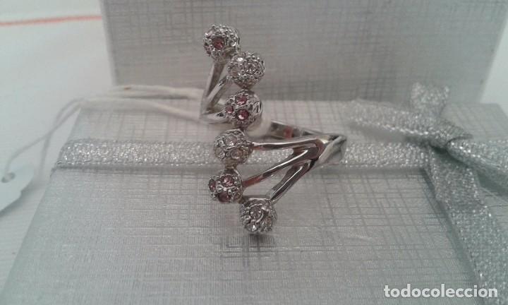Joyeria: Anillo brillantitos rosa y blanco plateado - Foto 1