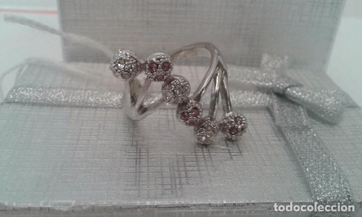 Joyeria: Anillo brillantitos rosa y blanco plateado - Foto 2