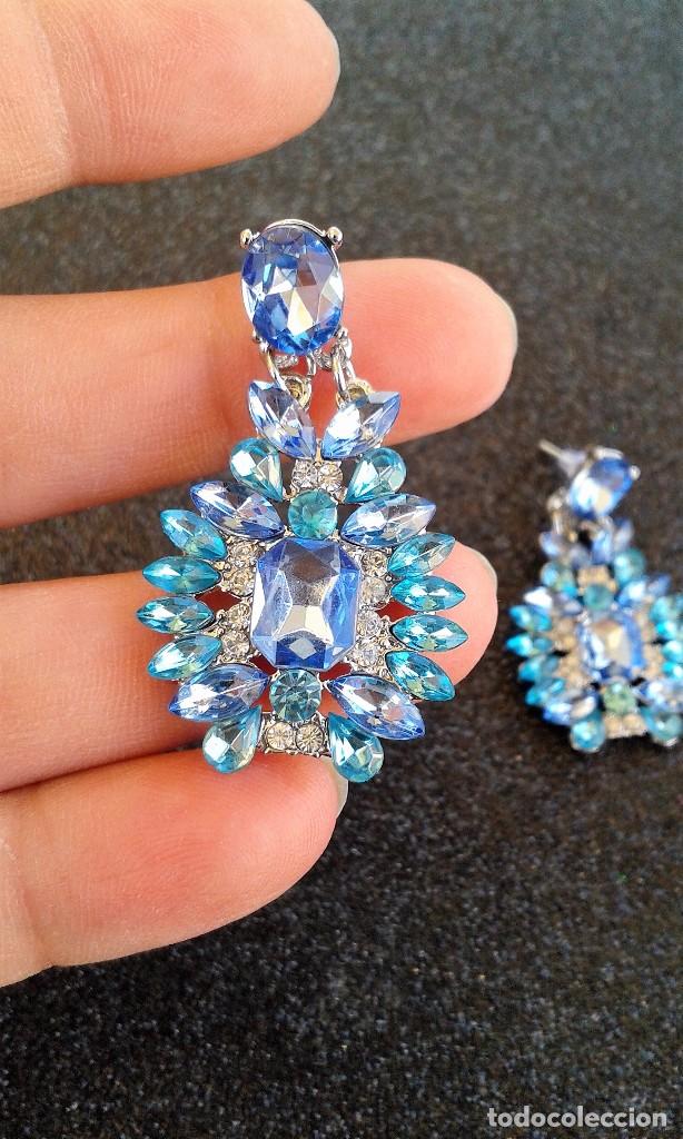 Joyeria: PENDIENTES DE CRISTAL AZUL Y PURPURA