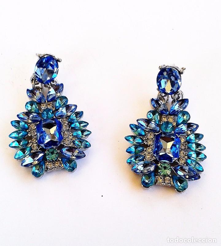 Joyeria: PENDIENTES DE CRISTAL AZUL Y PURPURA - Foto 2