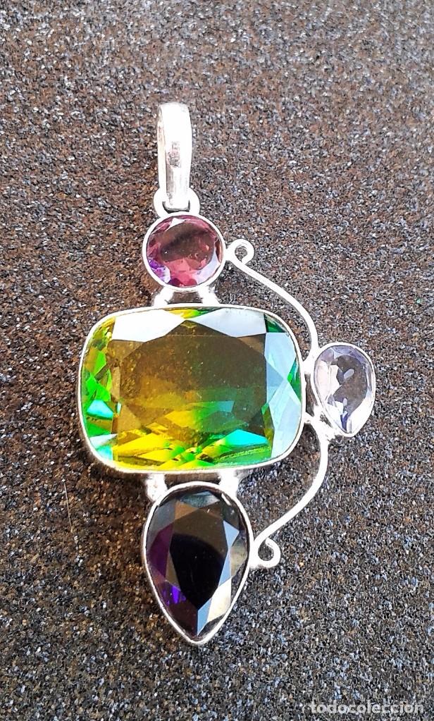 Joaillerie: COLGANTE CON CUARZO BICOLOR VERDE-AMARILLO SELLO 925
