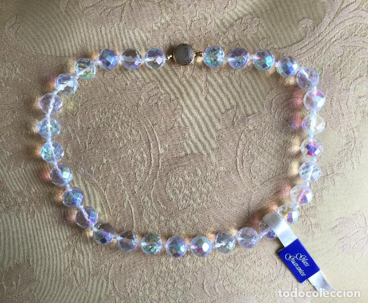 Joaillerie: COLLAR DE CRISTAL TRANSPARENTE FACETADO VINTAGE