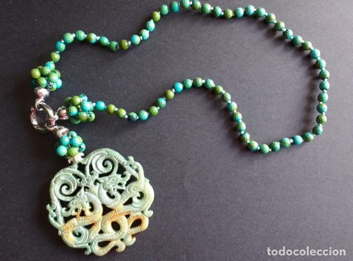 Joaillerie: Collar piedra y medall&oacute;n de jade.