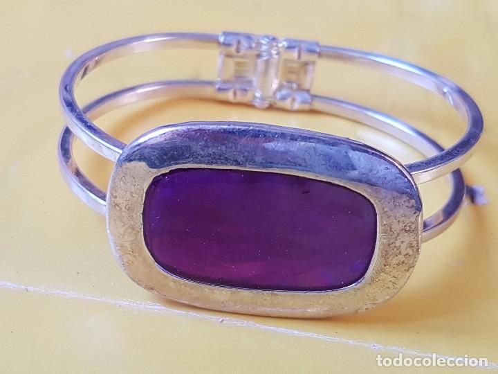Joyeria: PULSERA EN METAL PLATEADO Y CRISTAL MORADO - Foto 2