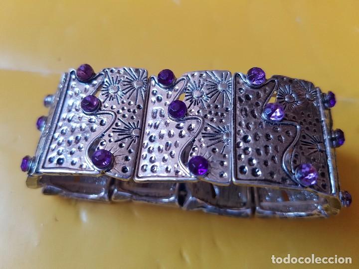 Joyeria: PULSERA EN METAL Y CRISTAL MORADO - Foto 2