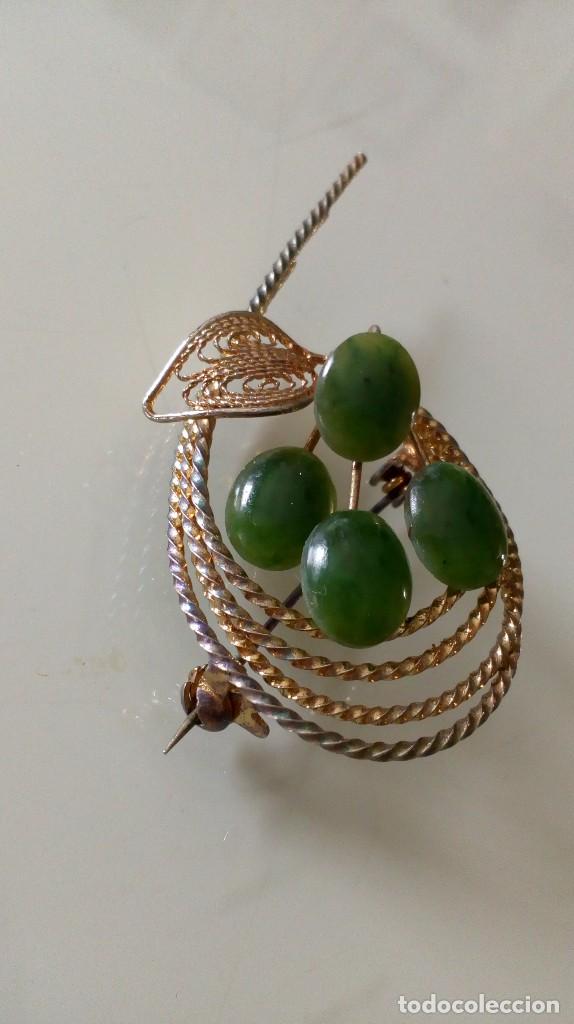 Joyeria: Broche dorado con piedras verdes - Foto 1