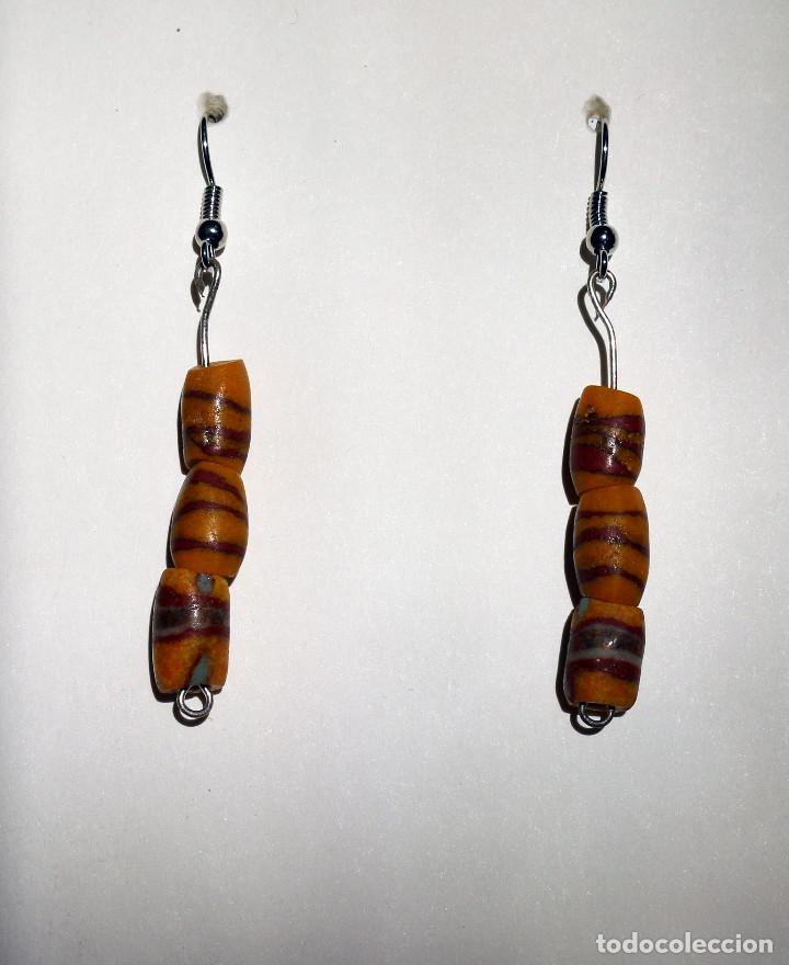 Joyeria: PENDIENTES REALIZADOS CON ANTIGUAS CUENTAS TRIBALES DE VIDRIO FUNDIDO