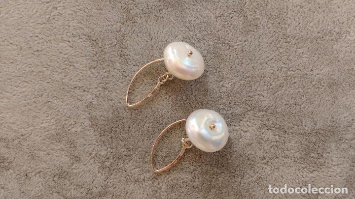 Joyeria: pendientes de perla en forma de disco/plata - Foto 1