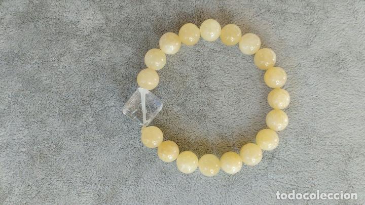 Joyeria: pulsera jade amarillo con dado cuarzo blanco - Foto 1
