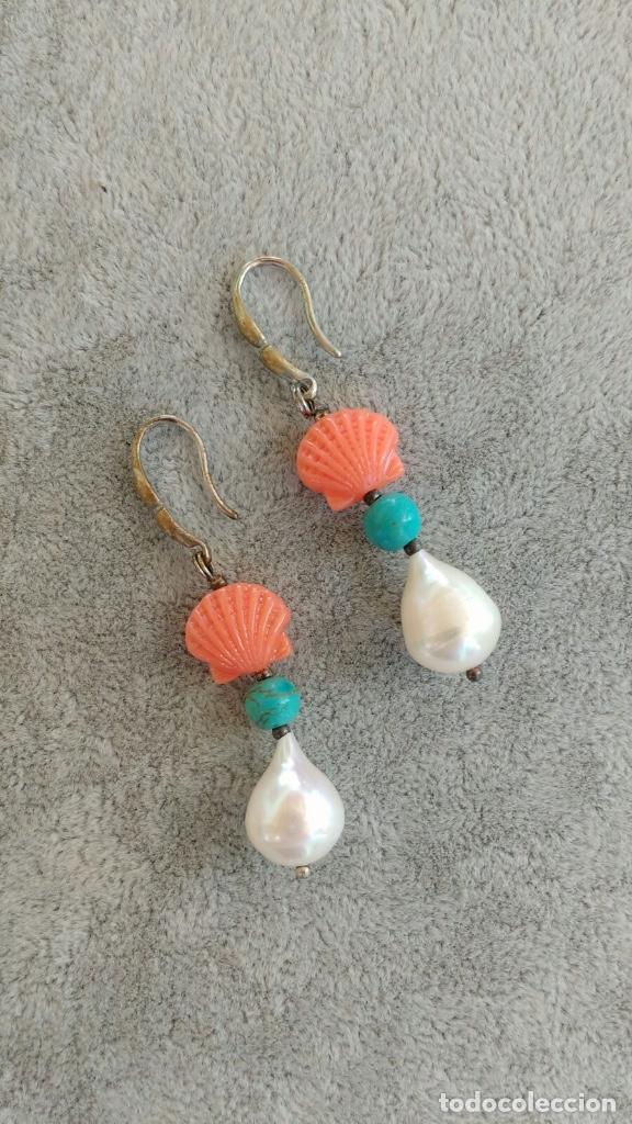 Joyeria: pendientes con perla concha resina/bisuter&iacute;a - Foto 1