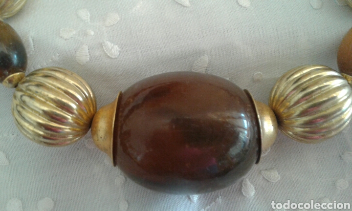 Joyeria: Collar vintage marr&oacute;n y dorado - Foto 3